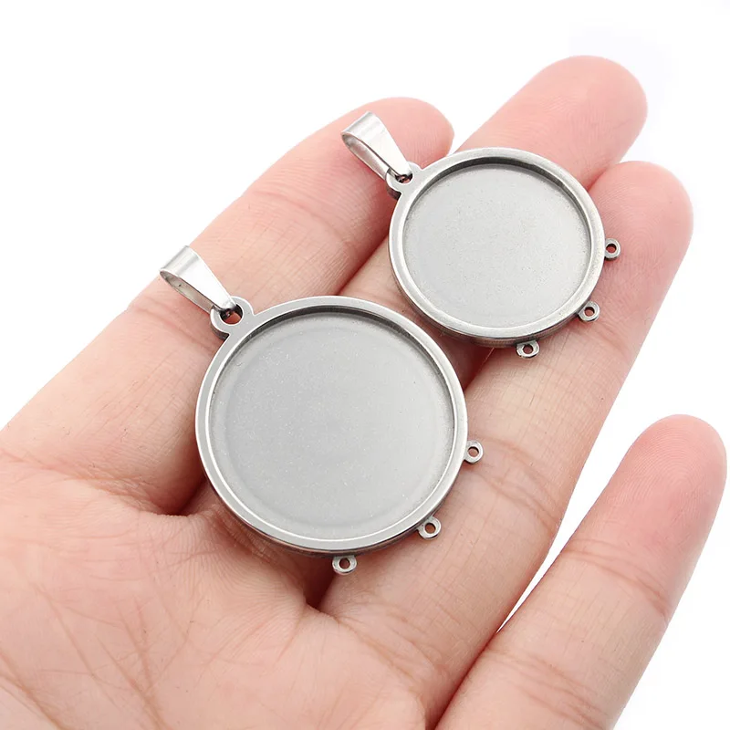 5pcs/lot Stainless Steel Resin Base Setting Pendant Cabochons Bezels Blank Tray for DIY Jewelry Findings Making Accessories