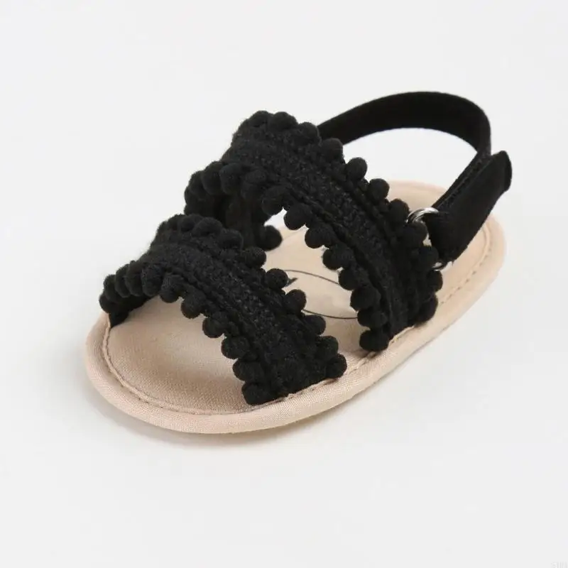 صنادل أطفال صيفية 54DA أحذية مسطحة قابلة للتنفس، جزء علوي قابل للتعديل، إغلاق لاصق غير قابل للانزلاق للاستخدام الداخلي والخارجي