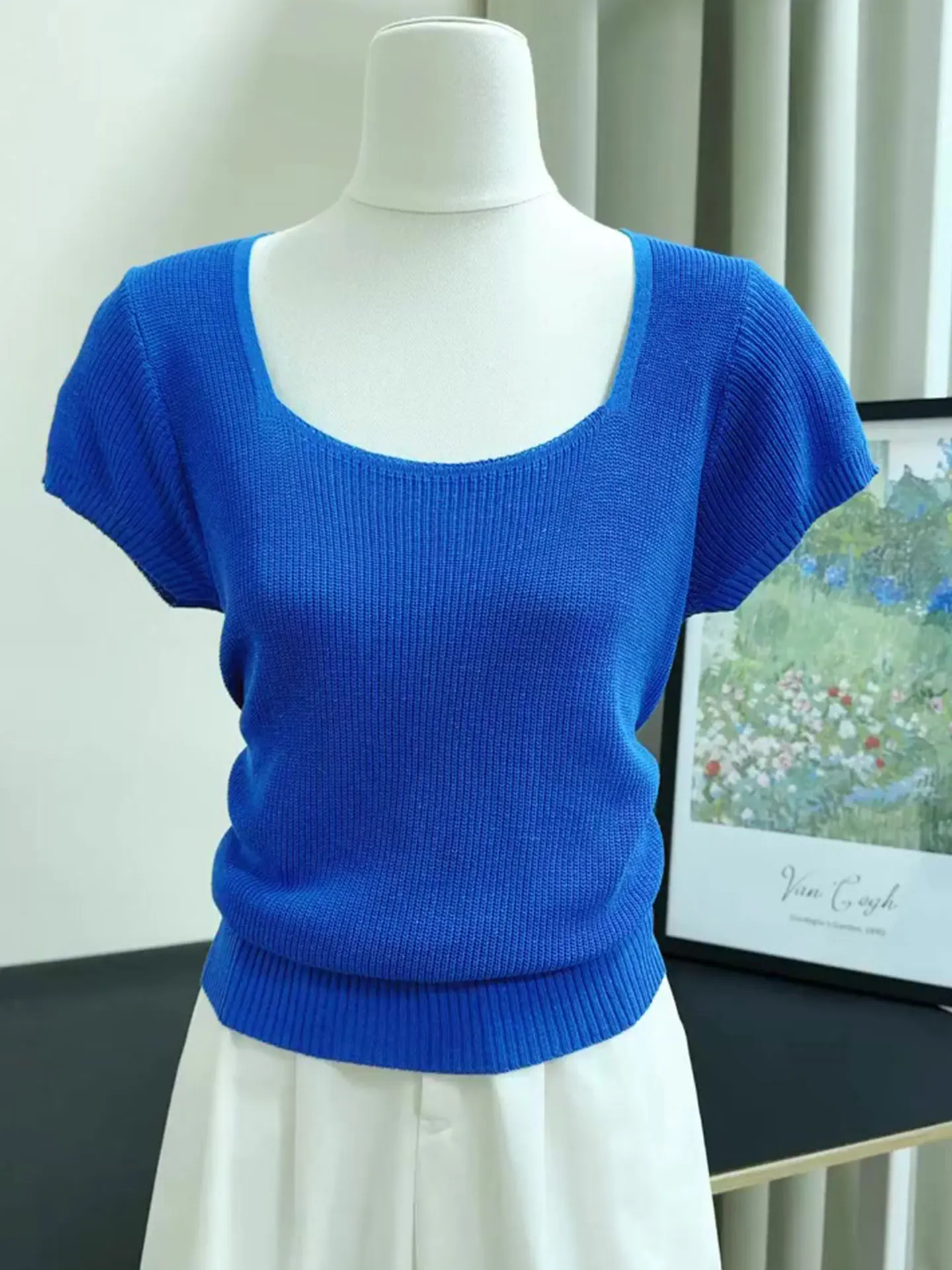 

Ele Ice Silk вязаный топ ort Sve женская приталенная модная белая футболка корейский Sle Commute Wind лето 2025 г.