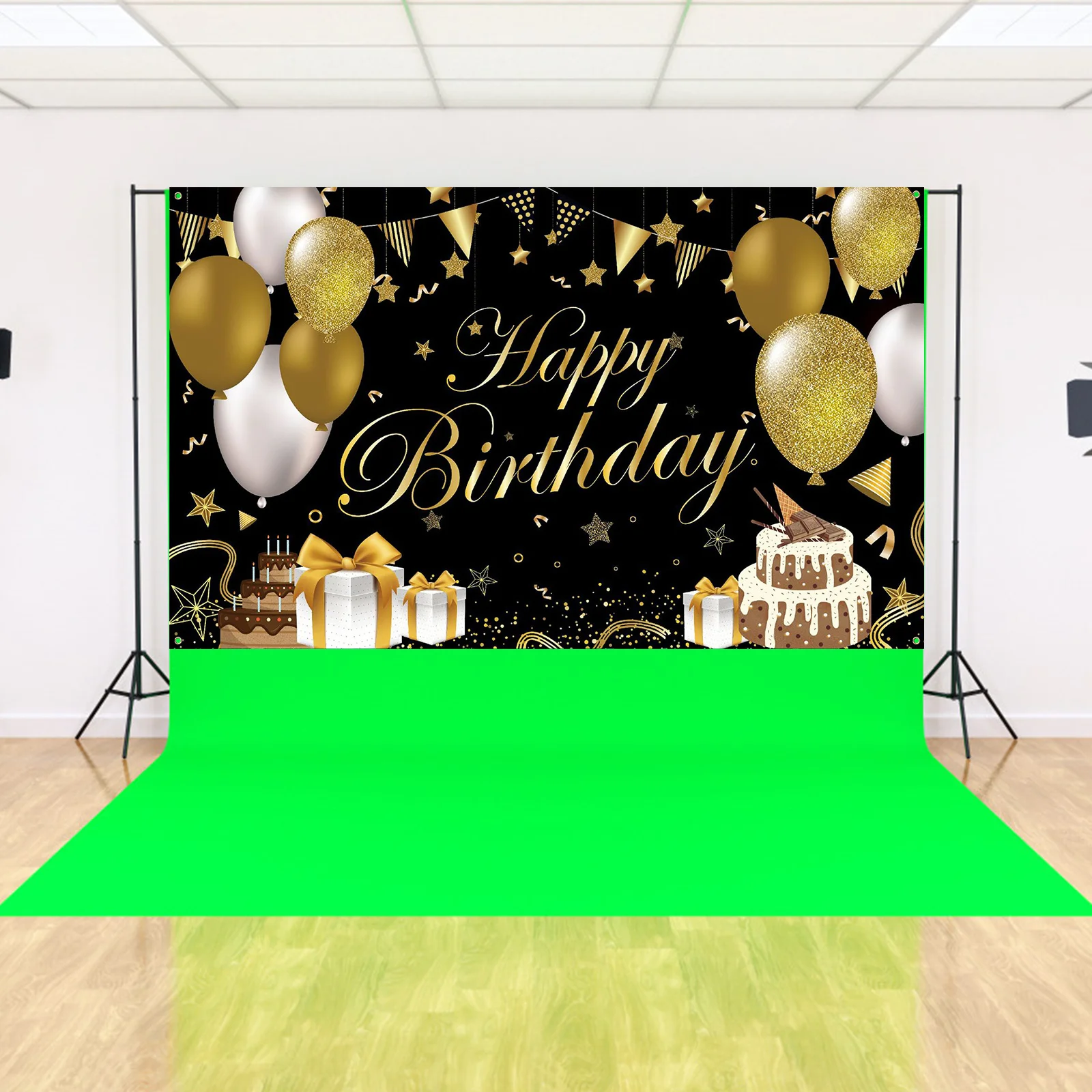 

1Pcs Birthday Decorative Background Banner Polyester Wall Hanging Flag Party Theme Photo Props Supplies Birthday Party Banner