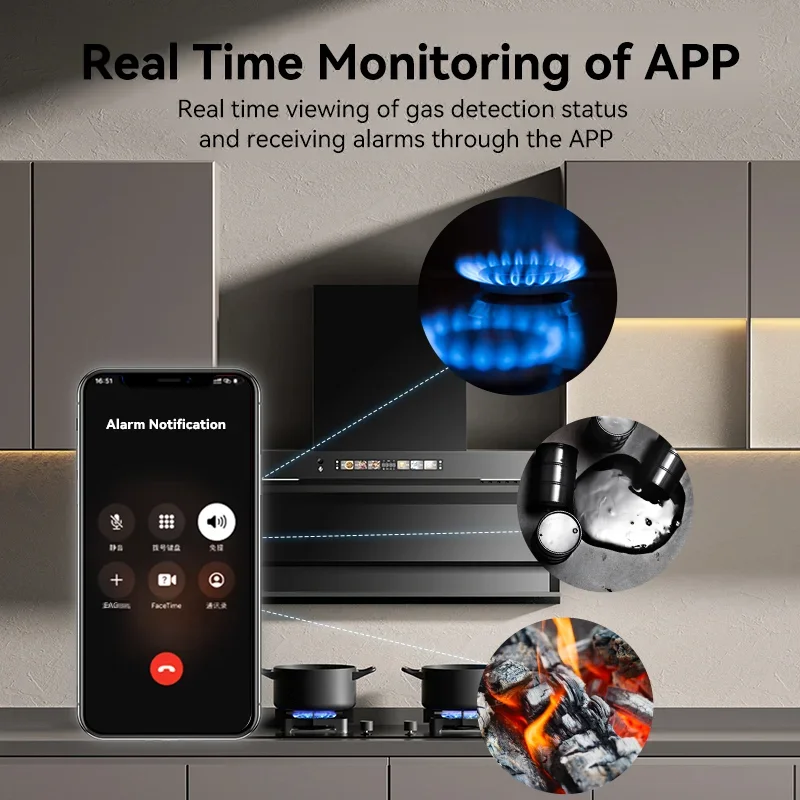 Meian-Zigbee-Détecteur de fuite de gaz sans fil, capteur d\'alarme de gaz naturel, protection de sécurité, WiFi, Tuya, Smart Life, CH4