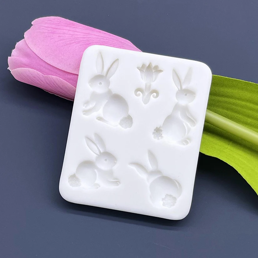 Easter Bunny Flower Silicone Mold Sugarcraft Chocolate Cupcake Baking Mold Fondant Cake Decorating Tools