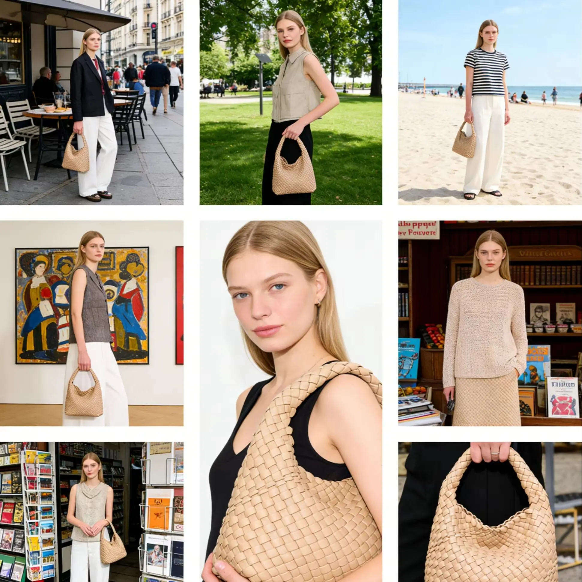 Women Woven Tote Bag Luxury Designer Handbag Large Capacity Soft Shoulder Bag Fashion Vintage Bucket Bag Casual Daily Travel view 4
