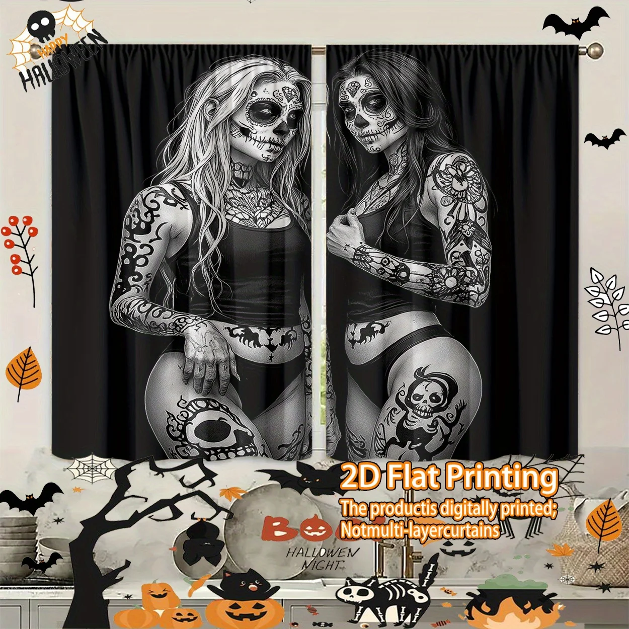 Gothic Sugar Skull Women Black - огляд і ціна Blackout Curtain Nursery