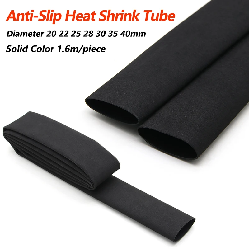 

1.6m Black Solid Color Non Slip Heat Shrink Tube 20/22/25/28/30/35/40mm Anti-slip Insulation Sleeve Waterproof Fishing Rod Wrap