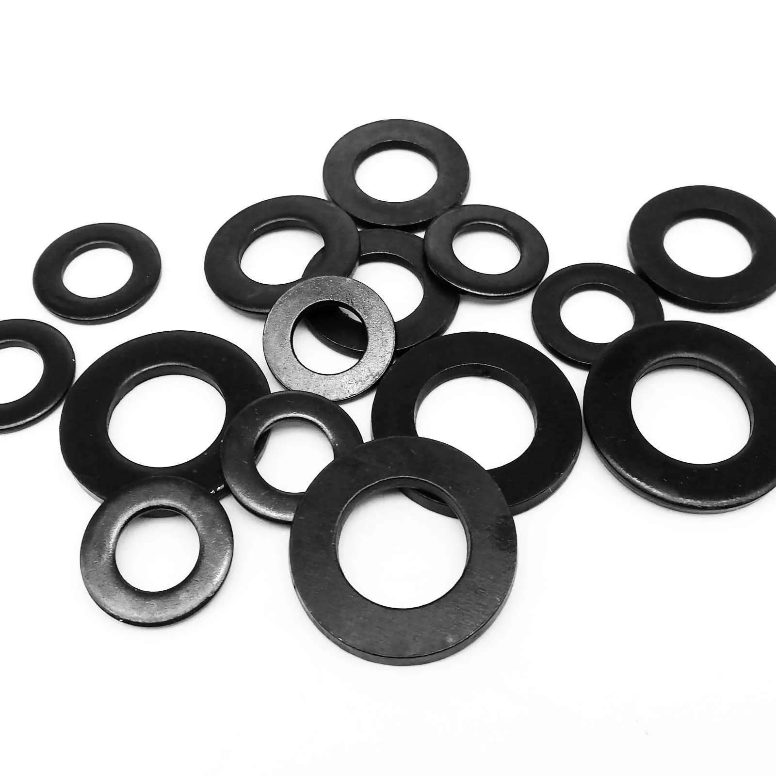 HZYUEGOU M1.6 M2 M2.5 M3 M3.5 M4 M5 M6 M8 M10 M12 GB97 DIN125 Schwarze 304 A2 Edelstahl-Unterlegscheibe, flache Dichtungsscheibe – Detail 4