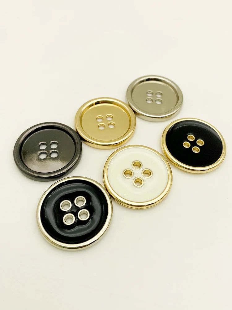 High-End Gold Flat Coat Button Metal Four-Eye Color Matching Simple Fashion Suit s Top  Versatile