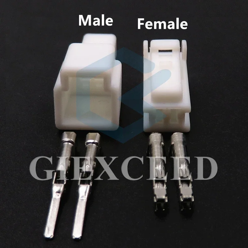 2 Sets 2 Pin Unsealed Connector With Terminal 1.2 Seires White Auto Electric Wire Harness AC Assembly Plastic Housing Socket