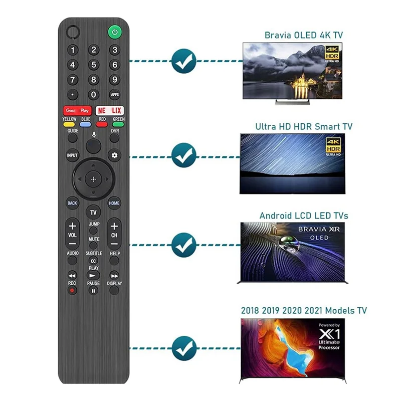 B27B RMF-TX500U جهاز تحكم عن بعد صوتي ذكي لهاتف Sony Bravia LED OLED 4K UHD HDTV HDR TV مع زر Google Play Netflix