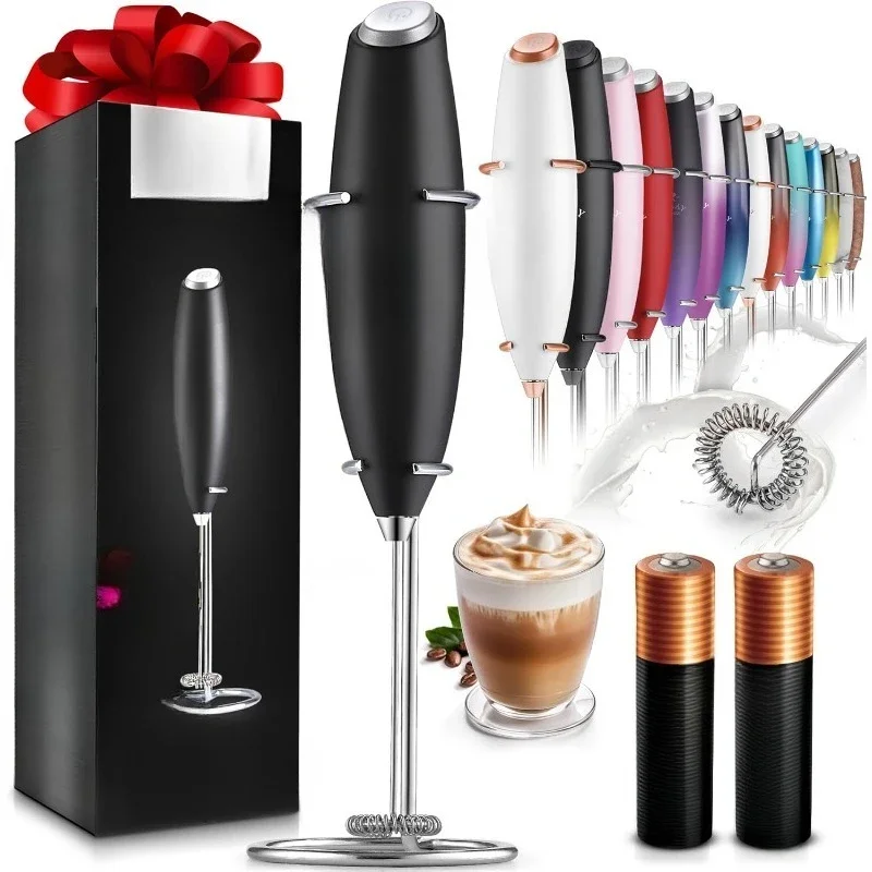 Kitchen power milk foam stick with 2 batteries - ultra fast handheld beverage mixer