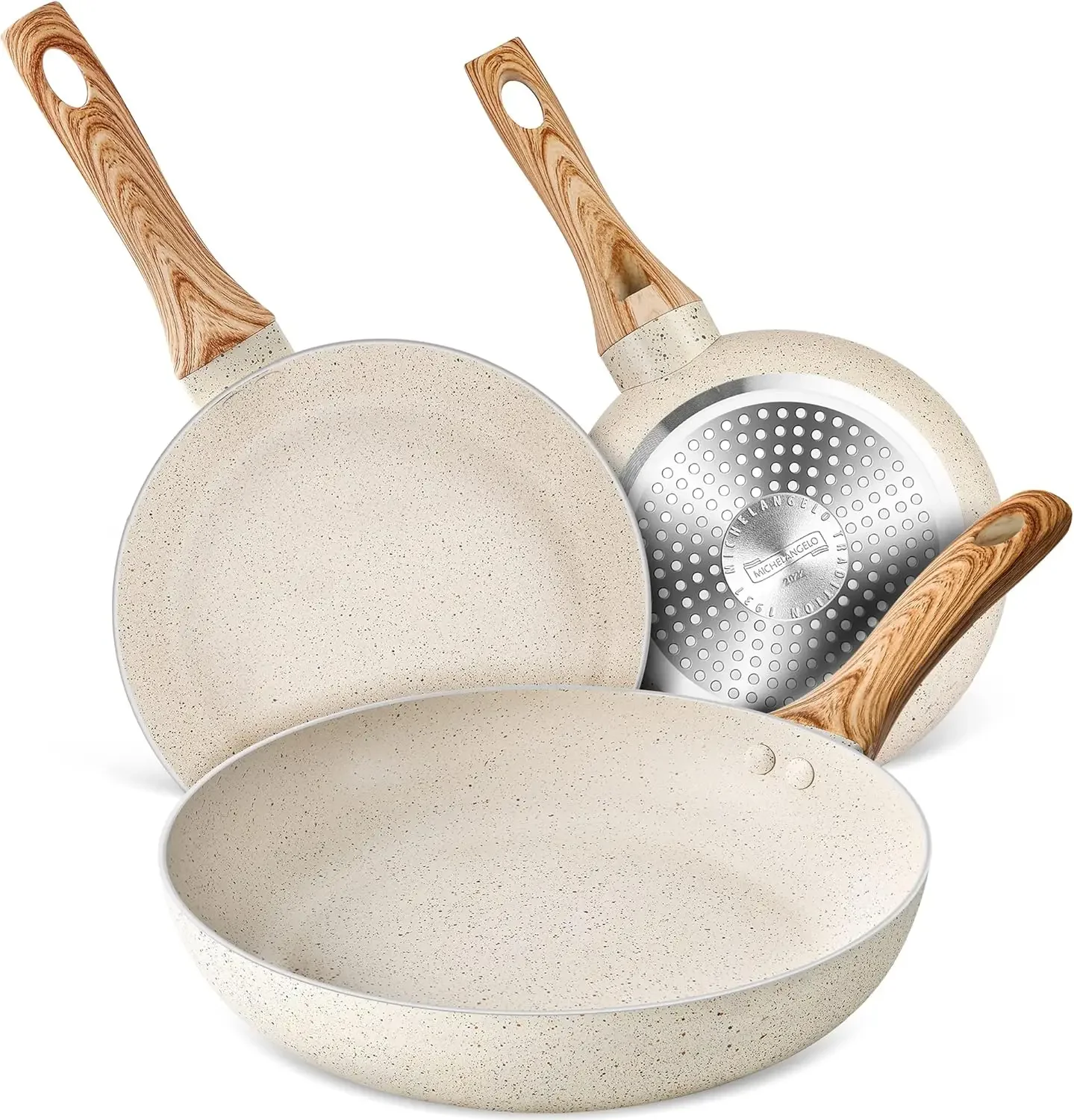 Granite Frying Pans Set 8&9.5&11 Inch  Nonstick Frying Pan Set with Anti-Scald Bakelite Handle Stone Skillets Nonstick Pans Set