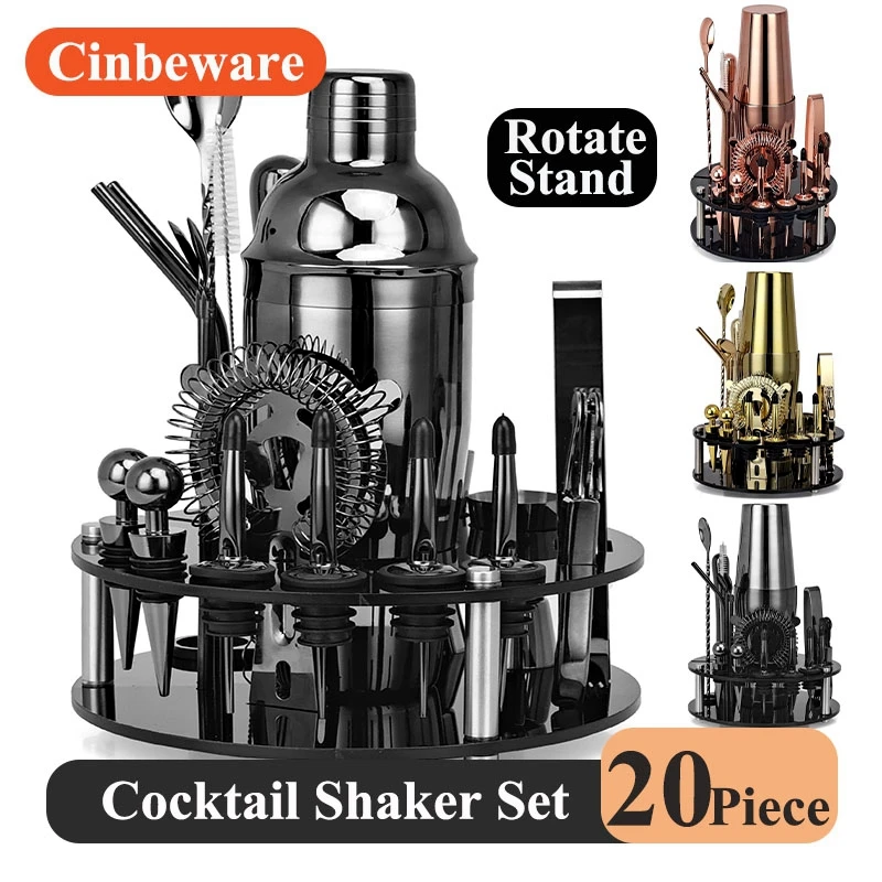 Cocktail shaker kit bartender barman accessories alcoolic Mixers Set bar equipment martini mojito for cocktails Rotate Stand