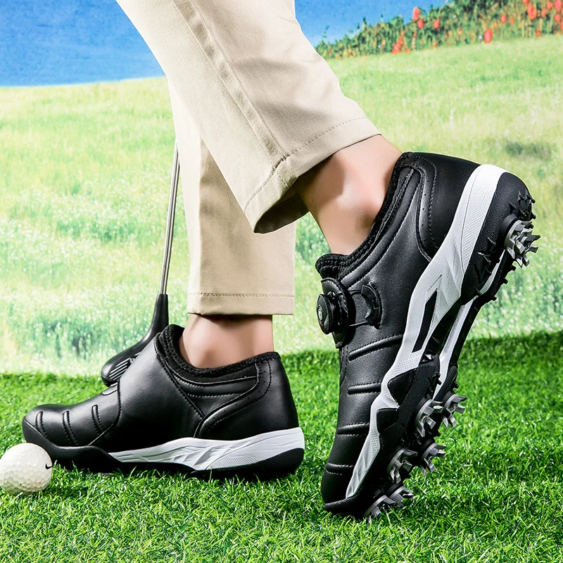 Waterproof Golf Shoes Men\'s Golf Training Shoes Grass Anti Slip Walking Shoes Size 37-46 Men\'s Black White Blue Golf Sneakers