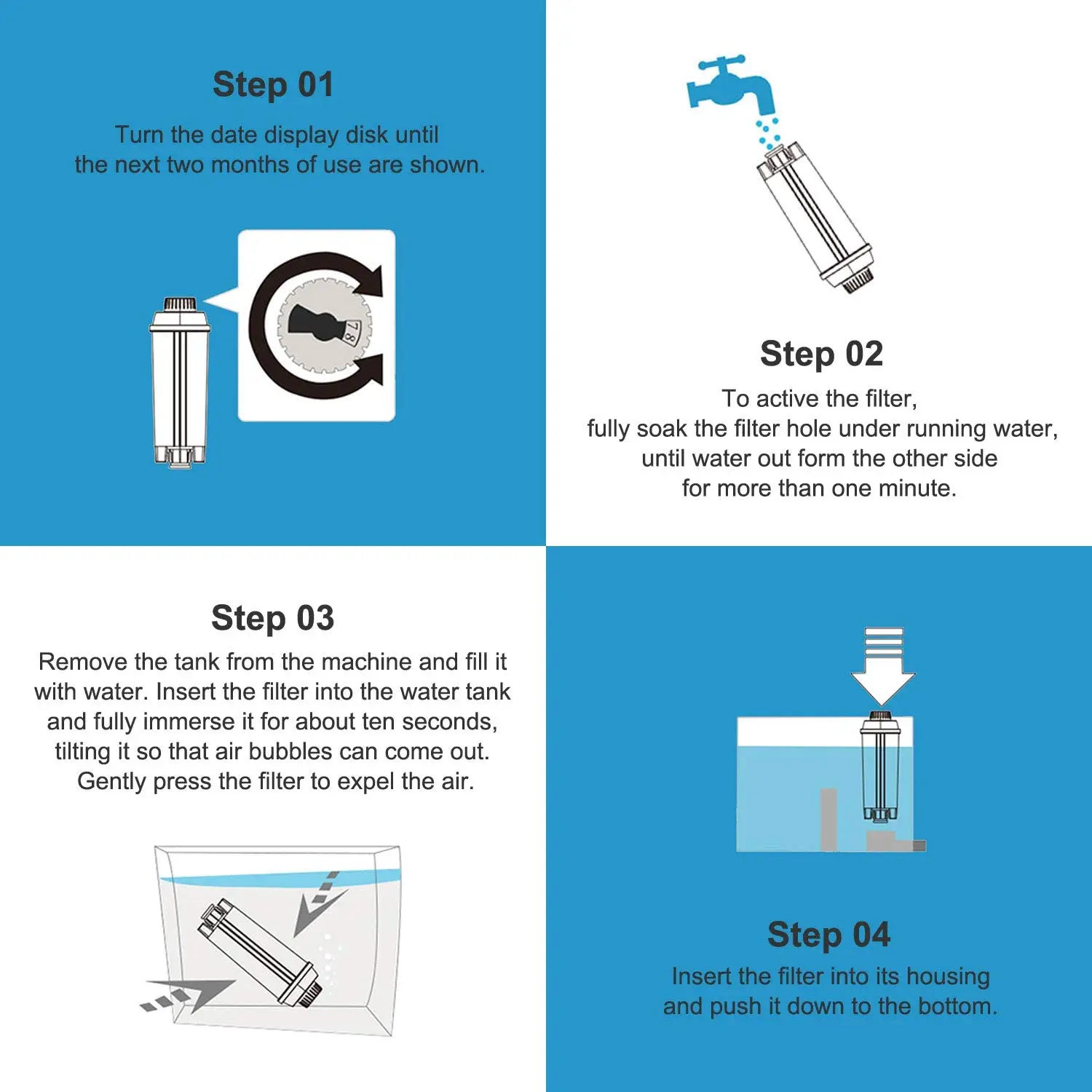 Substituição de filtros para máquina de café ABKR 5X para filtro DeLonghi DLSC002, cartuchos de filtro de água amaciante de carvão ativado