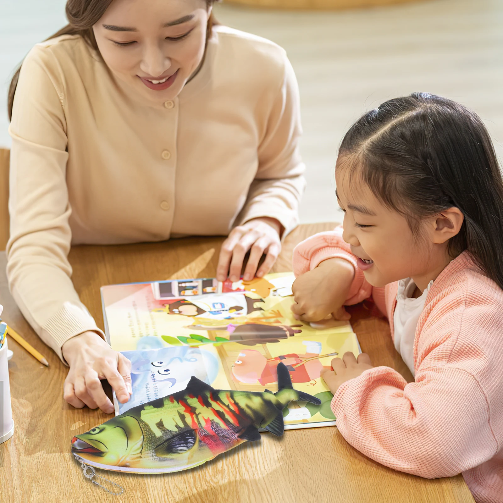 

Fish Shaped Pen Bag Girls Pencil Case Classroom Zipper Pouch Realistic Fish Mouth Stationery Holder Cute Storage