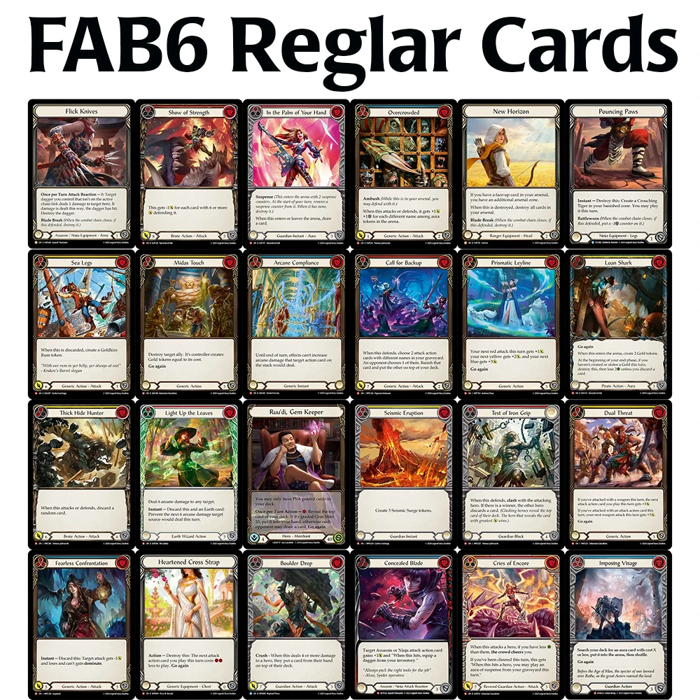 Tarjetas de juego FAB English Reglar TCG Proxy Boulder Drop Chum, tarjetas de patas voladoras de Leyline prismáticas de primer Mate Midas Touch