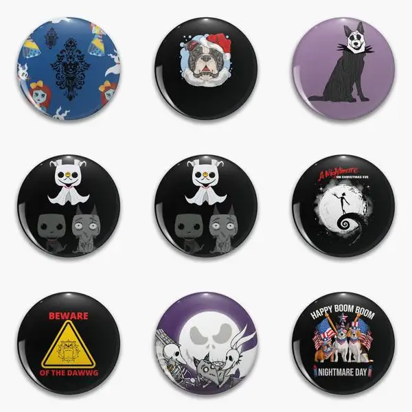 Nightmare Dogs Zero Christmas Evil Dog Devil Bad And Soft Button Pin Funny Clothes Decor Brooch Collar Hat Cute Lapel Pin Metal