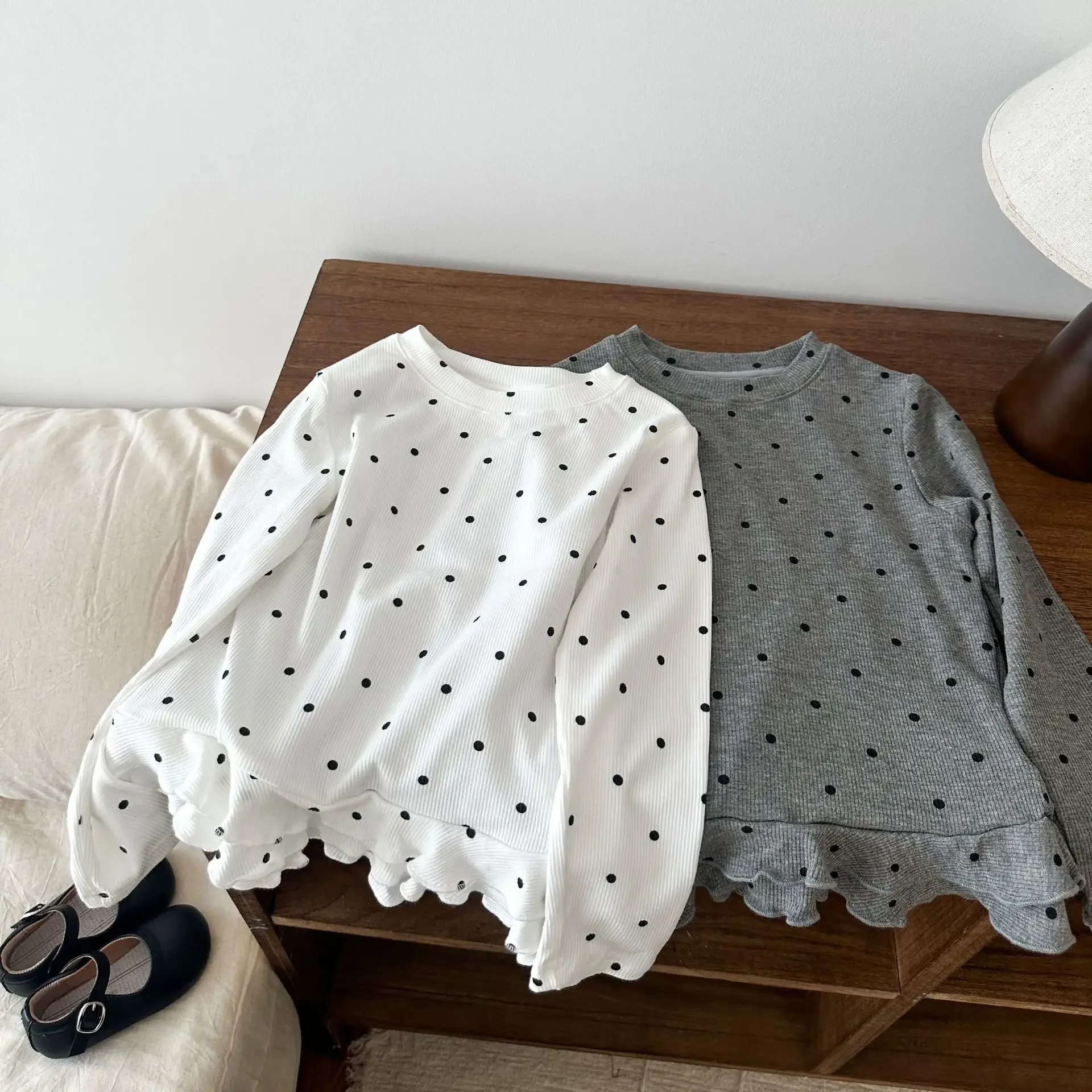 

Girls' Blouse 2025 Autumn New Children's Clothing Korean Style Girl Baby Lace Pock Bottom Unlined Casual Simple All Match