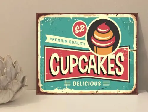Cupcakes Rustic Retro Metal Plaque Sign Gift House Novelty (mt128)-Aluminum