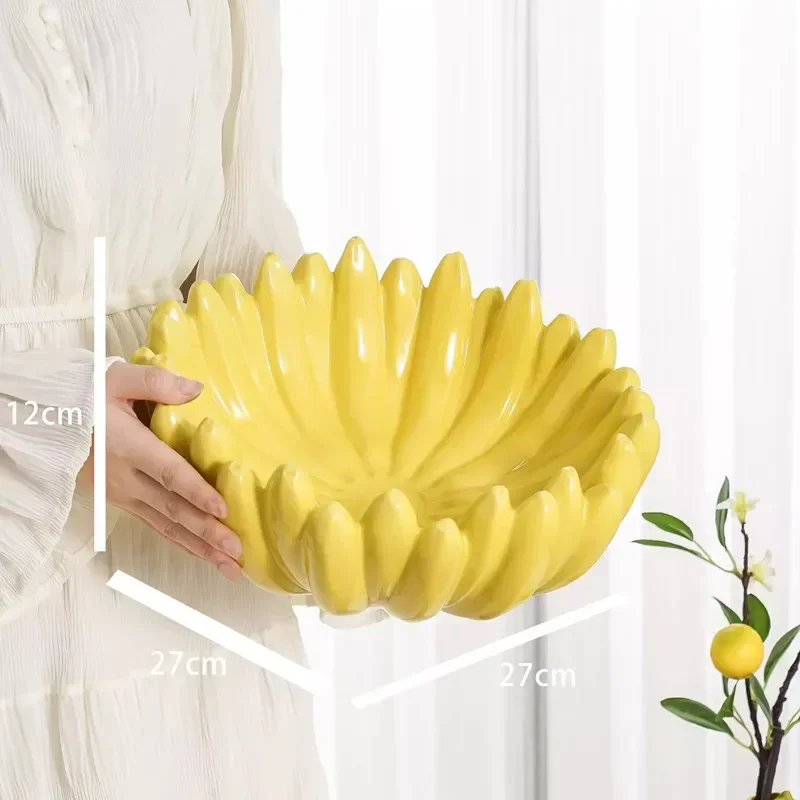 Creatieve bananenvormige opbergbak, keramische fruitschaal, huishoudelijke snack opbergbak, woonkamer desktop opslagcontainer