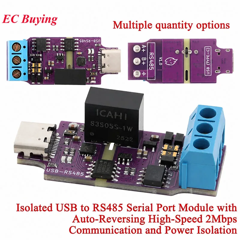 10Pcs/1pc Isolated USB to RS485 Serial Port Module with Auto-Reversing High-Speed ​​2Mbps Communication and Power Isolation