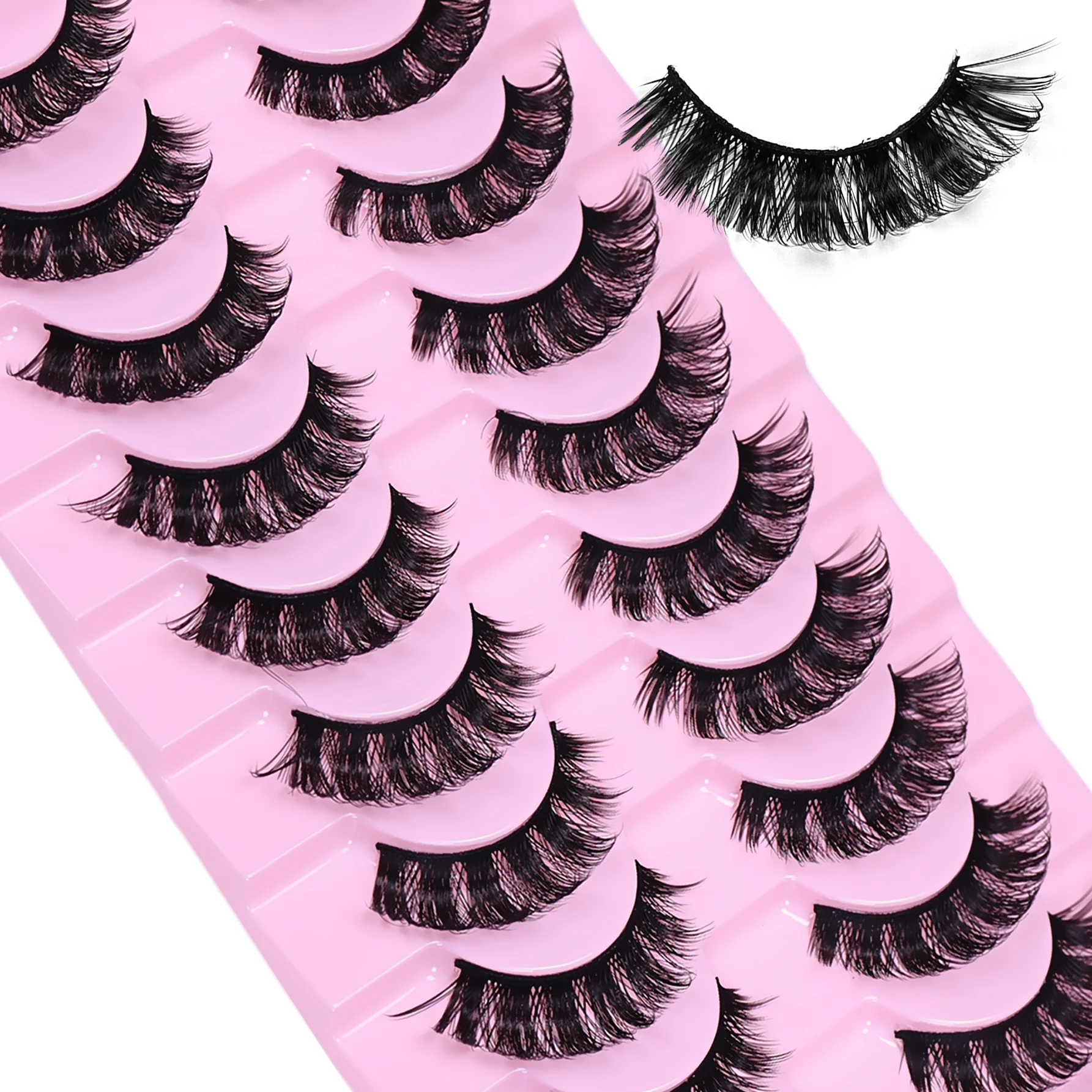 30Pairs/3Pack DD Curl Russian Strip Lashes Fluffy Volume False Eyelashes DD Curl Dramatic Messy Faux Mink Make Up Fake Lashes