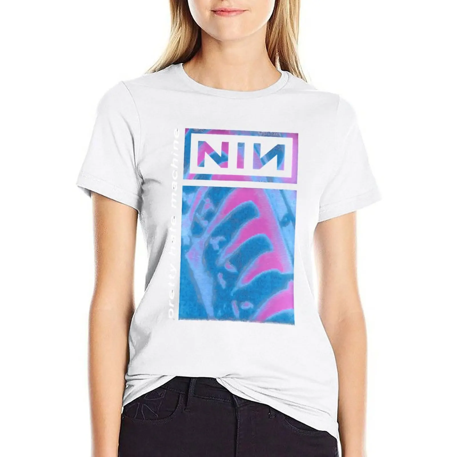 

Hate Nine Machine, NIN T-shirt anime clothes funny Short sleeve tee korean Women's clothes