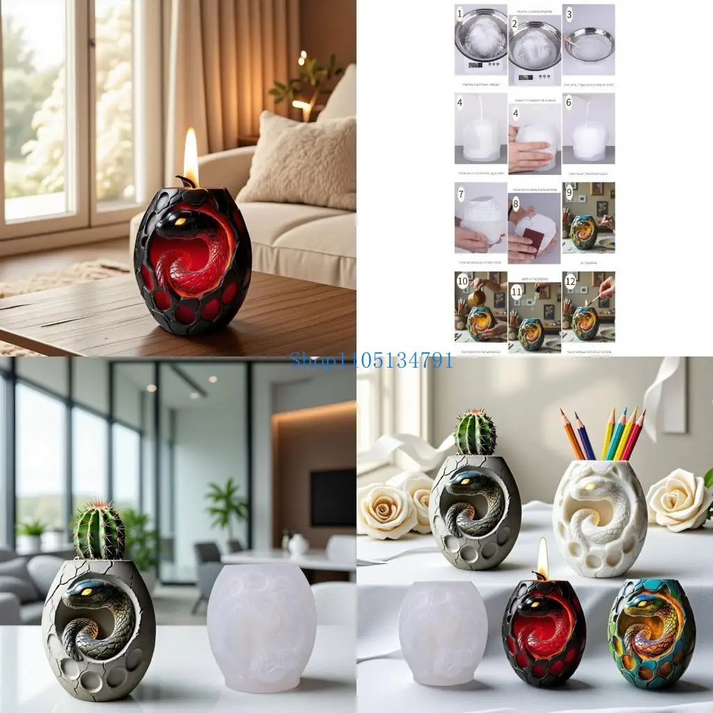 98km Reusable Silicone Snake Mold Silicone Texture Handmade Resin Art Crafting Mold for Decorative Planter Unique Gift Ideas