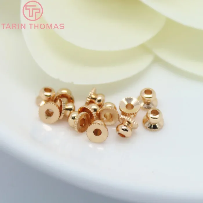 24K Cor Banhado A Ouro Brass Beads Caps, Acessórios de Jóias DIY, Alta Qualidade, 4x3mm, 20Pcs, 3171