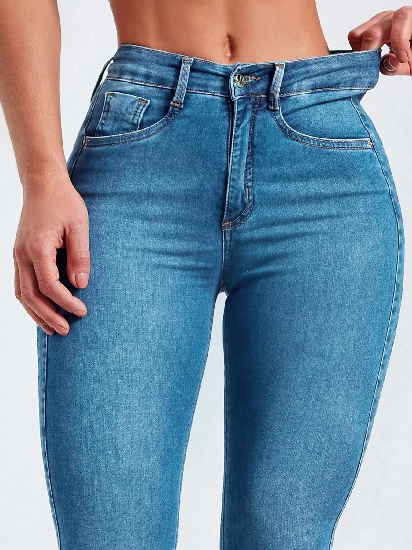 جينز ضيق مثير لرفع الورك لعام 2025، جينز مريح غير رسمي عالي التمدد، ملابس صيفية