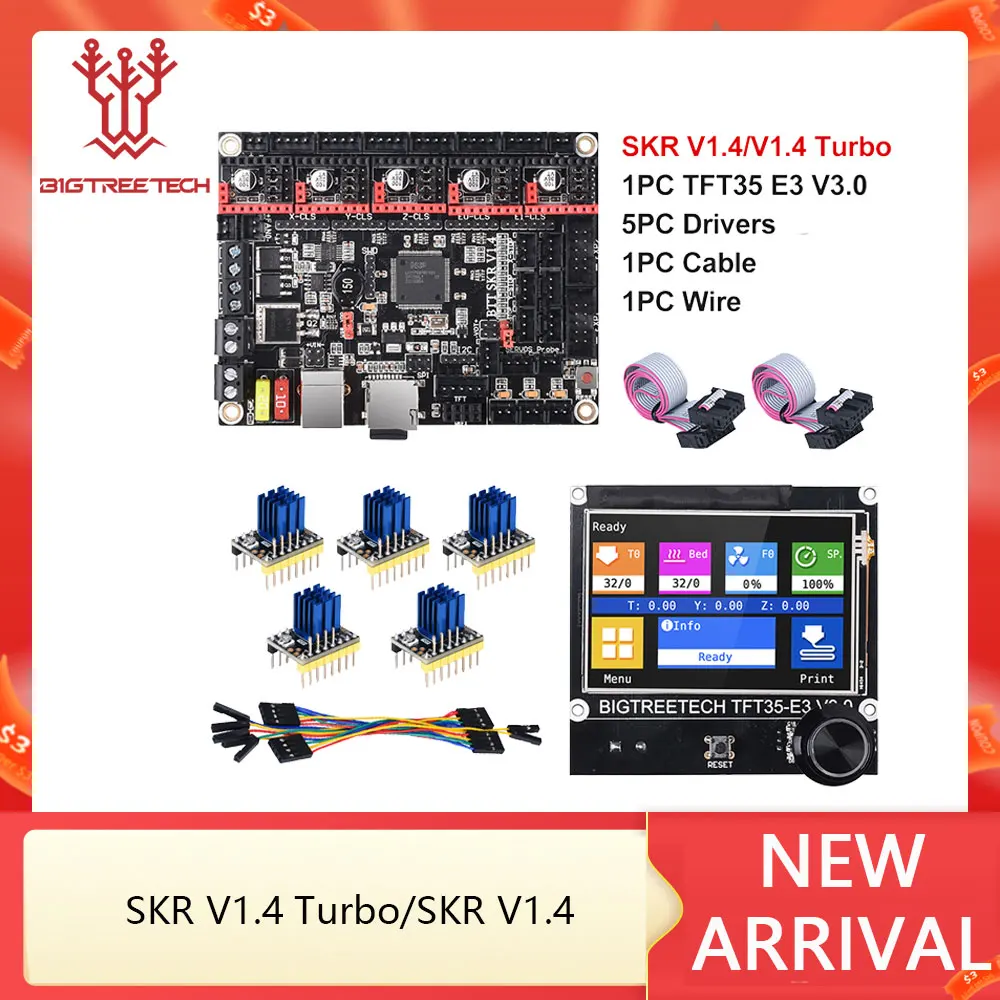 

BIGTREETECH SKR V1.4 Turbo BTT SKR V1.4 Motherboard+TFT35 E3 V3.0 3D Printer Parts TMC2209 TMC2208 MKS CR10 Ender 3 V2