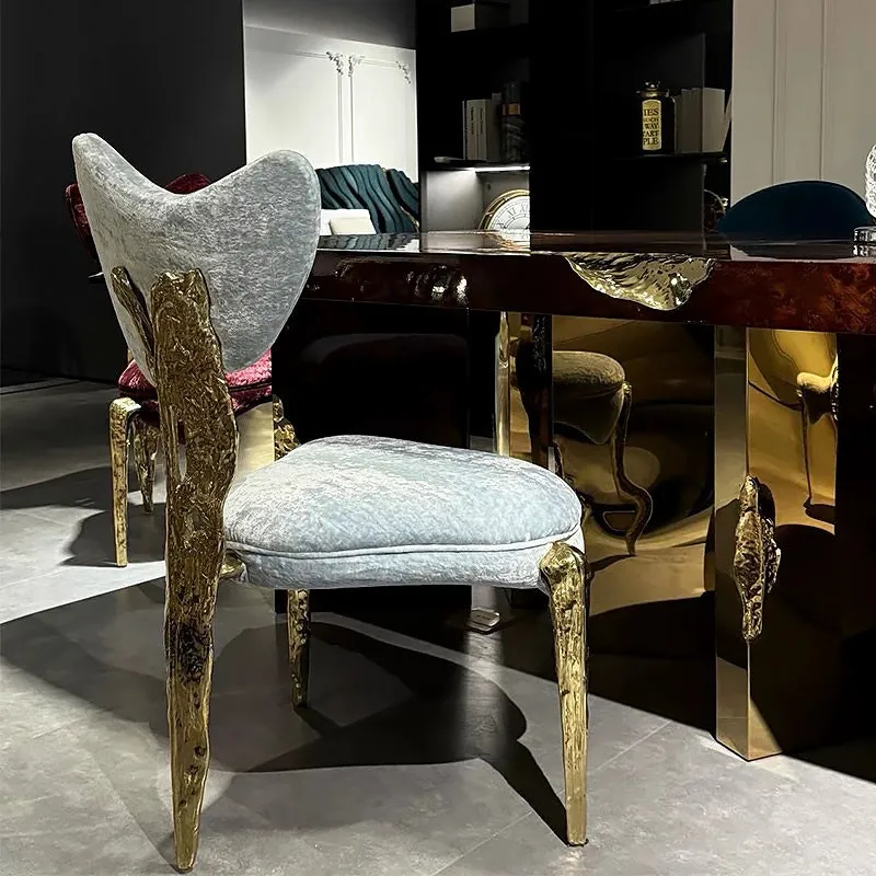 *Contemporary Luxury Copper Dining Chair - High - End Brass, Leisure for Home or Villa Living Room, with Comfortable Backrest