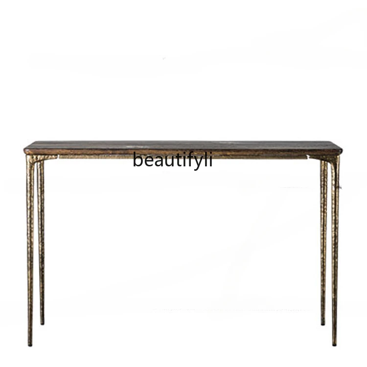 Iron Vintage Side Table Solid Wood a Long Narrow Table Table British Nordic Emoji Oak Console Tables