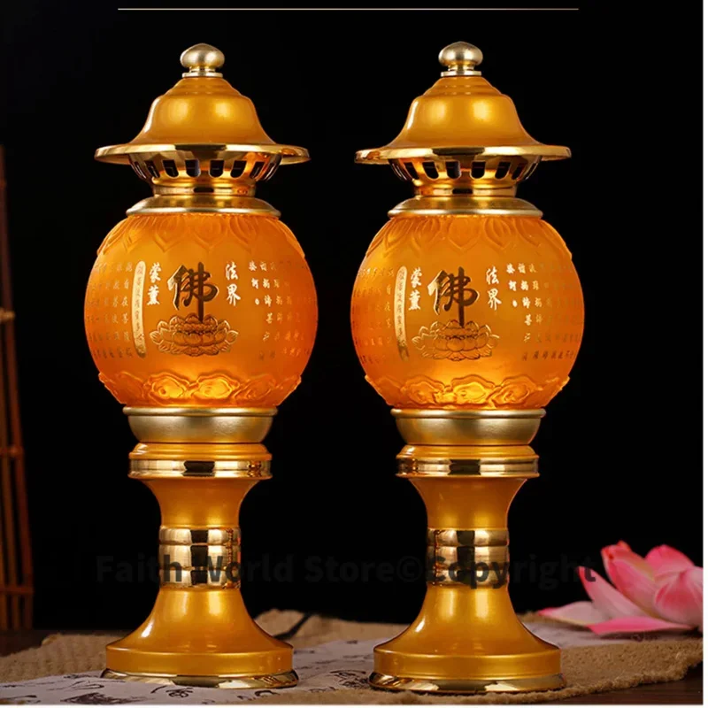 A PAIR 30cm large high grade Buddhism worship LED lamp HOME Temple shrine enshrine Sakyamuni guanyin buddha Bless safety health