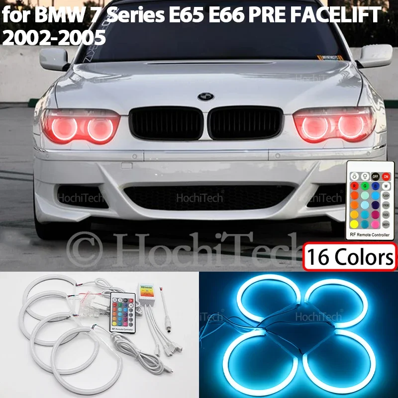 

Для BMW 7 серии E65 E66 PRE FACELIFT 745i 745Li 760Li 760i 2002-2005 фара из хлопка, многоцветная RGB светодиодная ангельские глазки