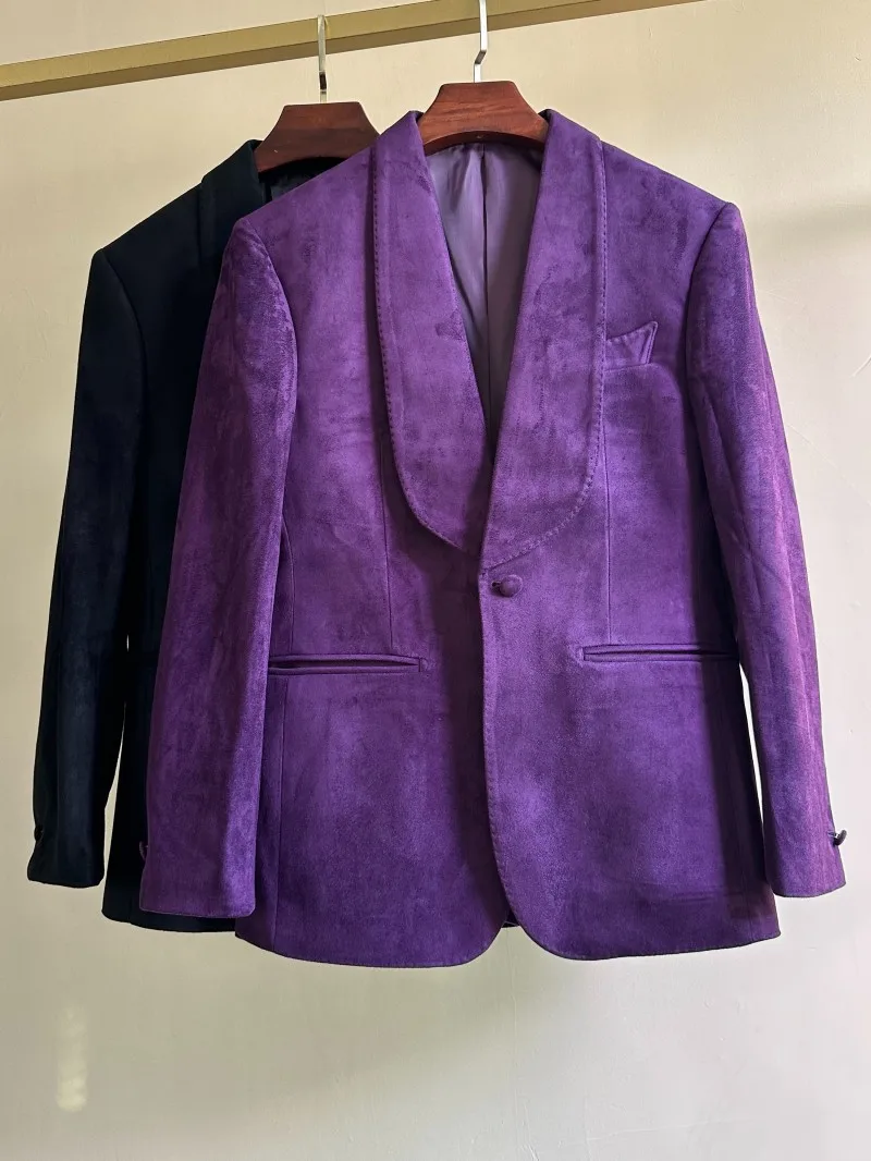 

New 2025 Men's Ele Gentleman's Single-breasted Coat Autumn Winter Faion een Collar Classic Stand Fit Casual