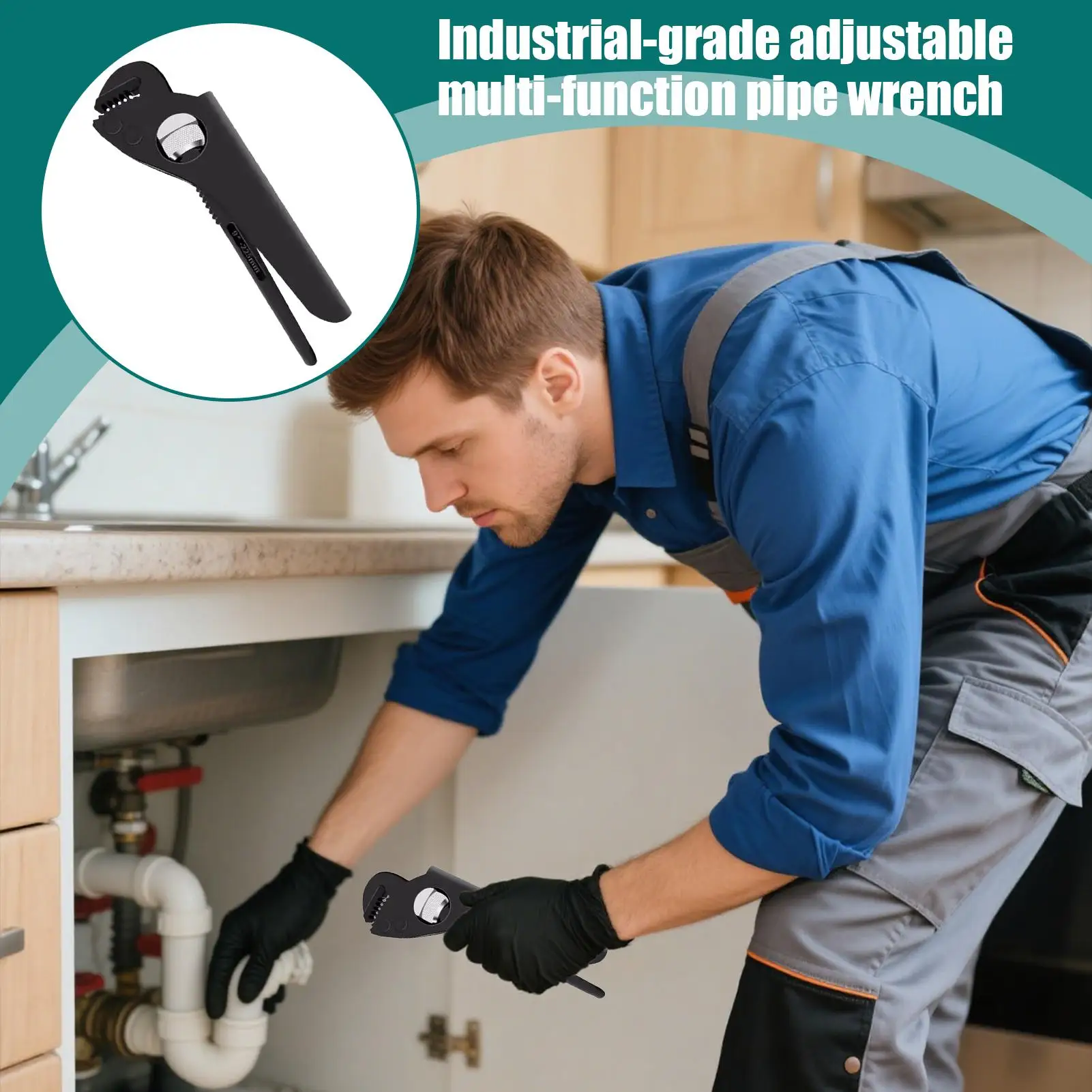 

Регулируемый трубный ключ Регулируемый трубопроводный ключ Сантехнические инструменты Нескользящий инструмент для ремонта швов Гайки Водонагреватель Сельскохозяйственный