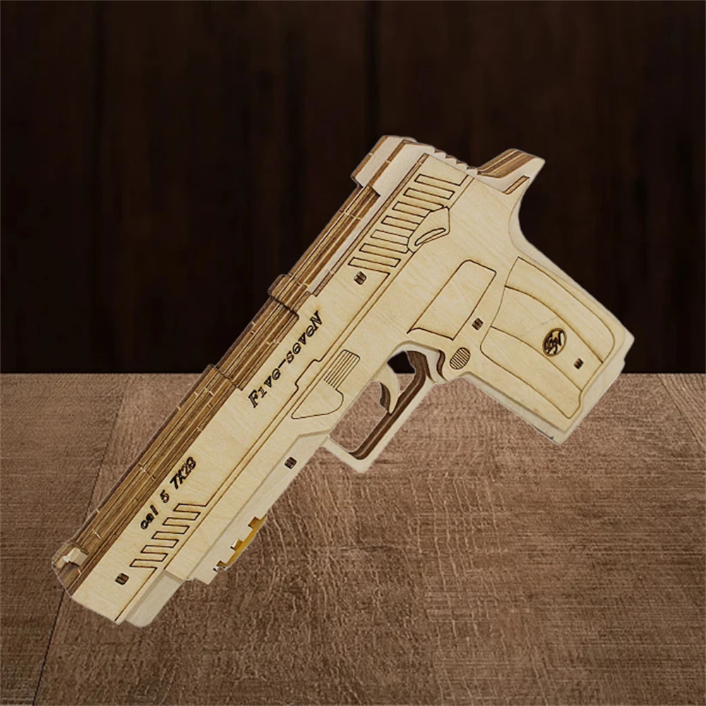 Wooden rubber band Gun 3D Sand Eagle Puzzles Toys Mechanical Models Set Assembly Constructor Building Blocks For DIY Pistol