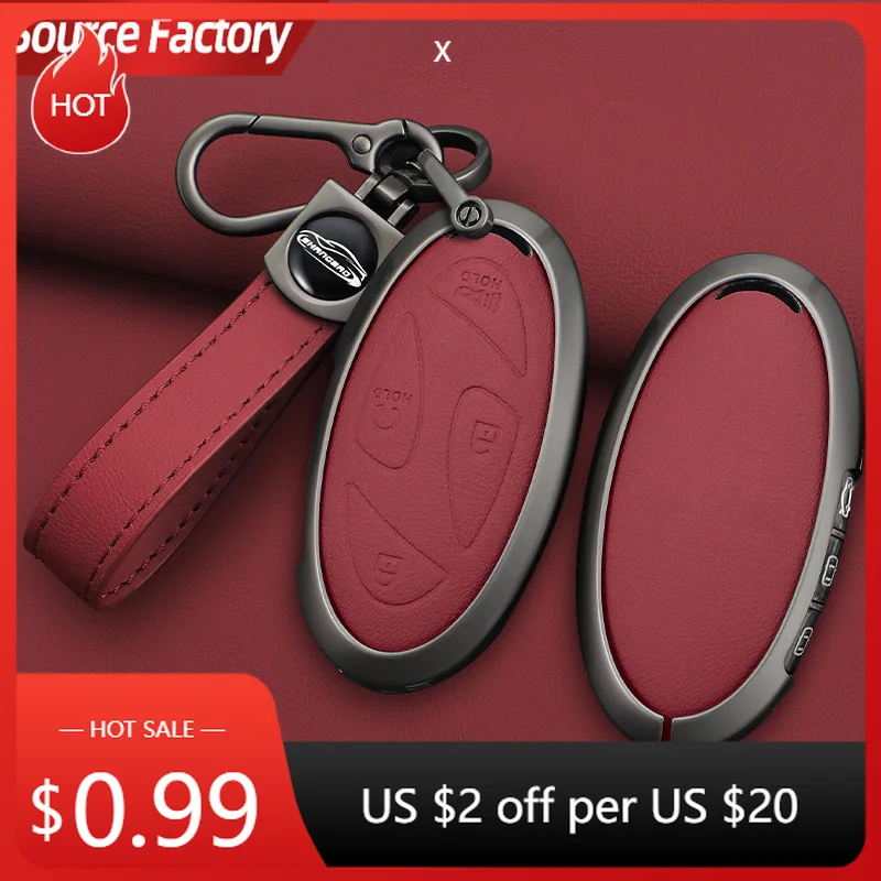 

Автомобильные наклейки из сплава + кожи, чехол для ключей от автомобиля, чехол для ключей, держатель для ключей для нового Kona SX2 для Hyundai IONIQ 6, новый Гран-при GN7