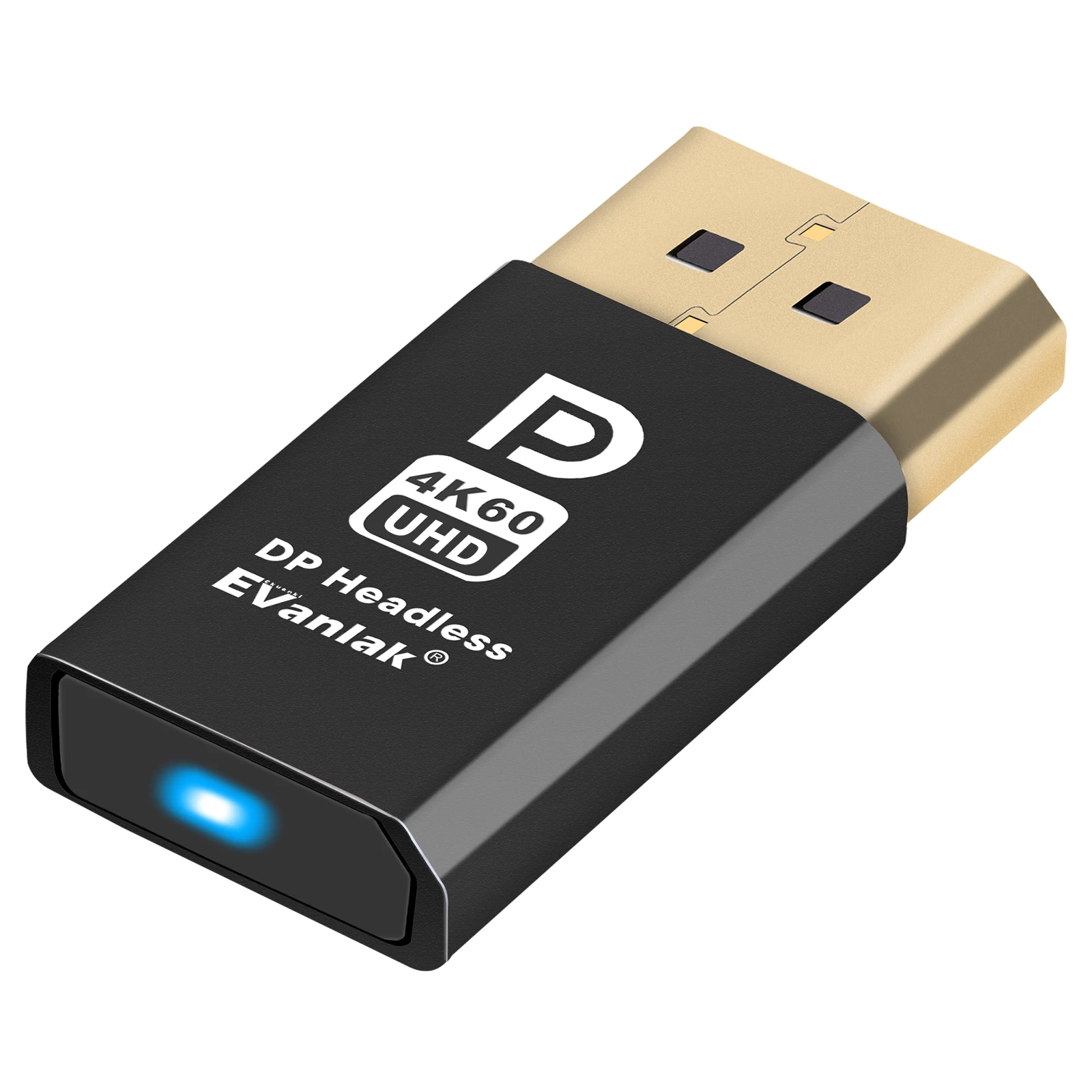 EVanlak 4K60HZ DisplayPort Headless Ghost Display Emulator for PC DP Dummy Plug -fit Headless 1080@120Hz-4096x2160@60hz FHD