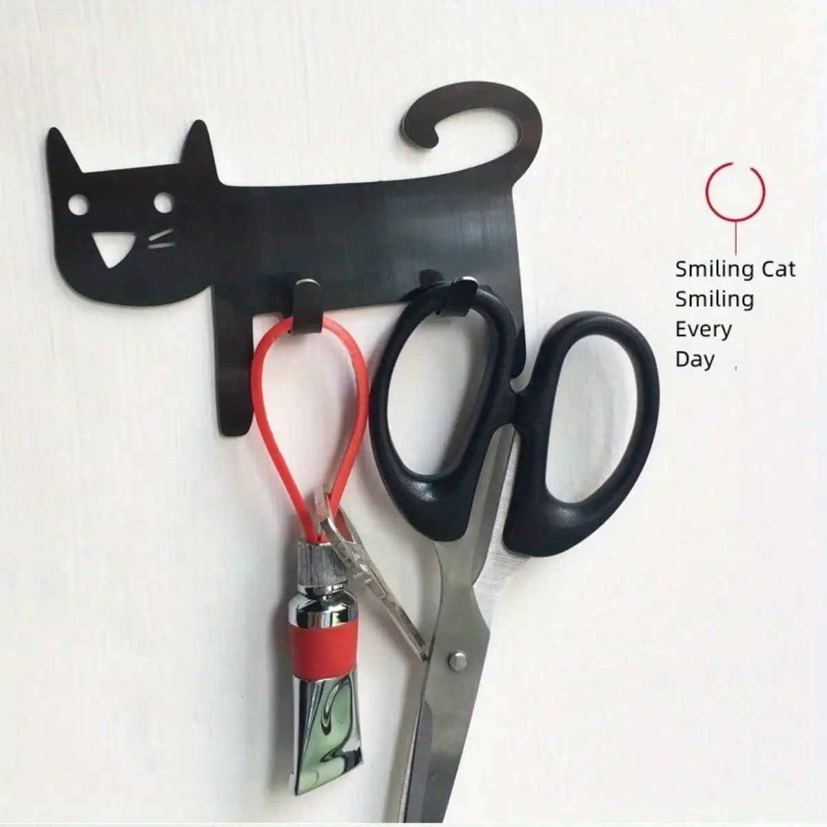 Brand Stainless Steel Cat Wall Hooks, Laser‑Cut Feline Silhouette Strong Adhesive Multi‑Functional Hanger for Kitchen