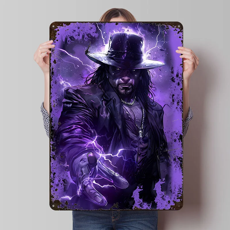 The Undertaker With Lightning Metal Poster Customized Wall Art Retro Vintage Tinplate Signs for Man Cave Room Accessories House