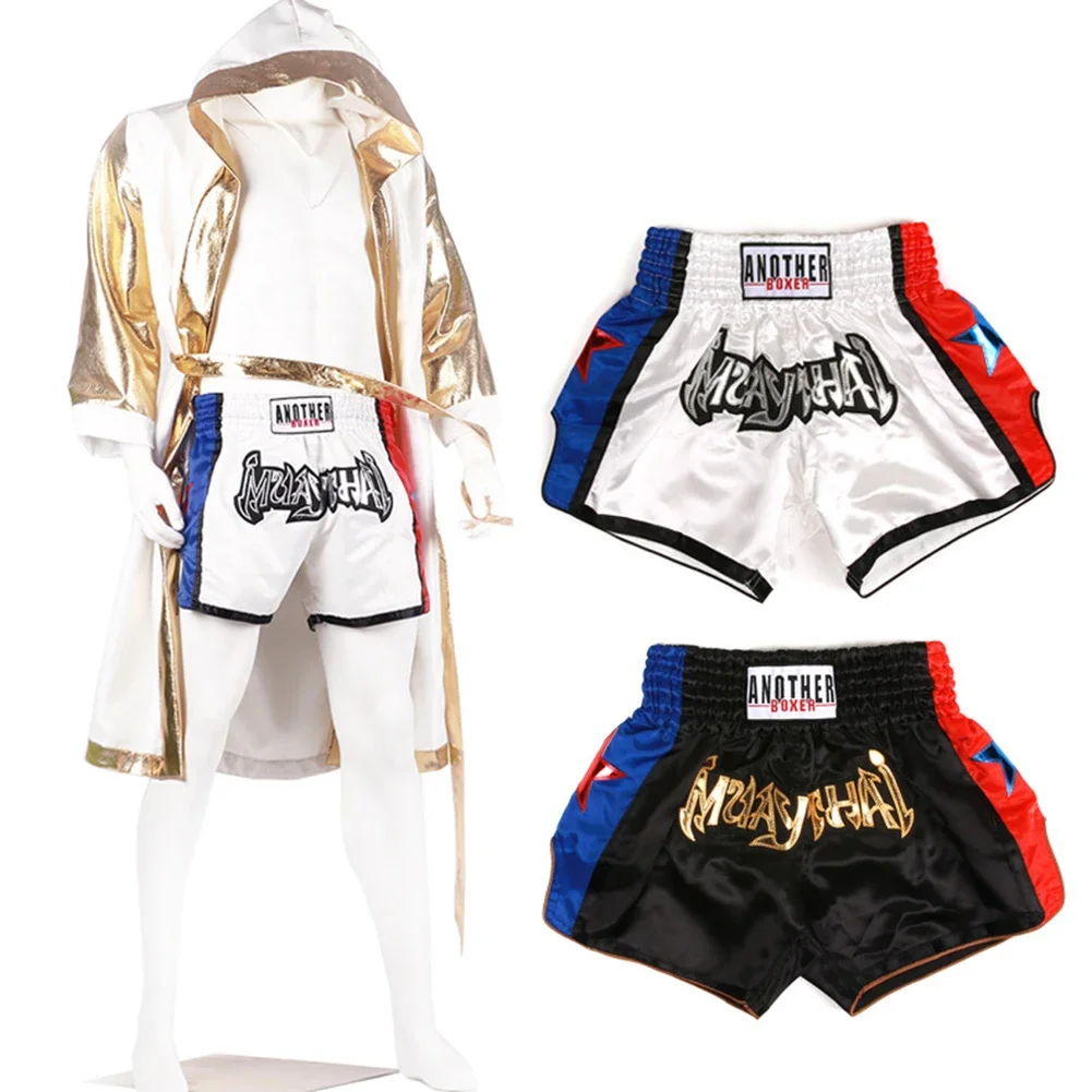 Short de boxe unisexe en tissu respirant, shorts de fitness, matériaux confortables pour l'entraînement physique