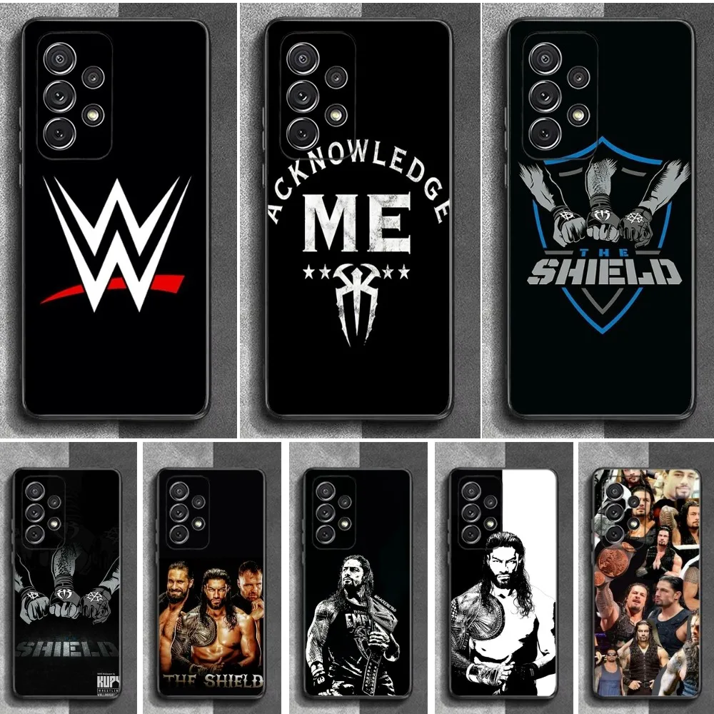 W-WWE The S-Shields Phone Case For Samsung S24,23,22,30,21,10,9,Ultra,Plus,Lite,FE,Soft Silicone Black Cover