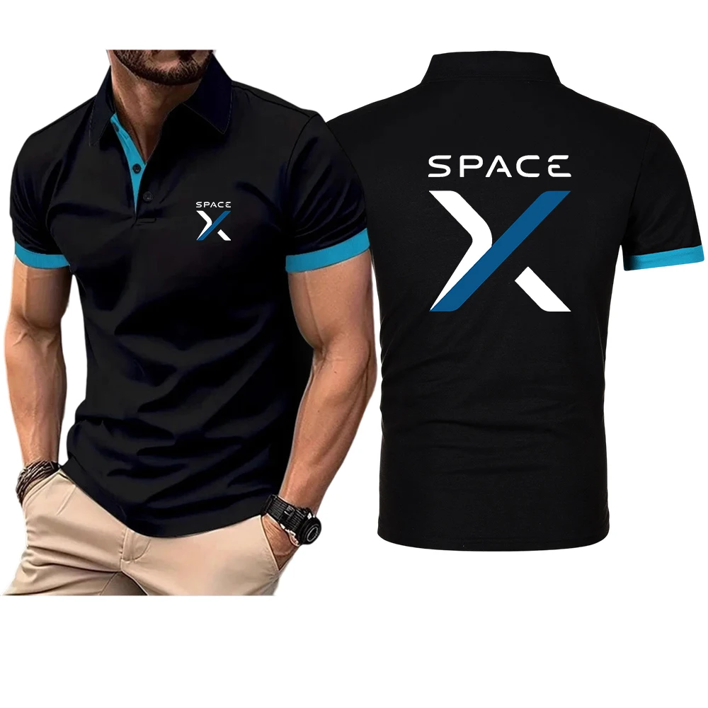 2026 SpaceX Space X Logo Print Summer Men's New Polo Shirts Stand Collar Breathable Fashion Casual Skin-friendly Short Sleeve