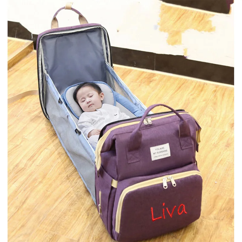 Personalized Portable Foldable Bed Mommy Bag For Going Out, Lightweight And Large Capacity Mother And Baby Bag, Backpack