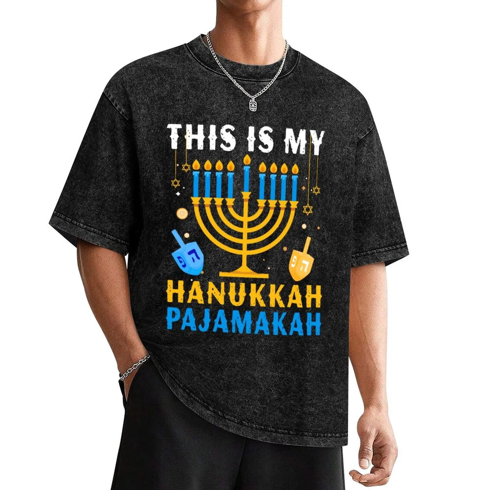 

This Is My Hanukkah Pajamakah Menorah Chanukah Pajamas T-Shirt plus sizes oversized black t shirts for men