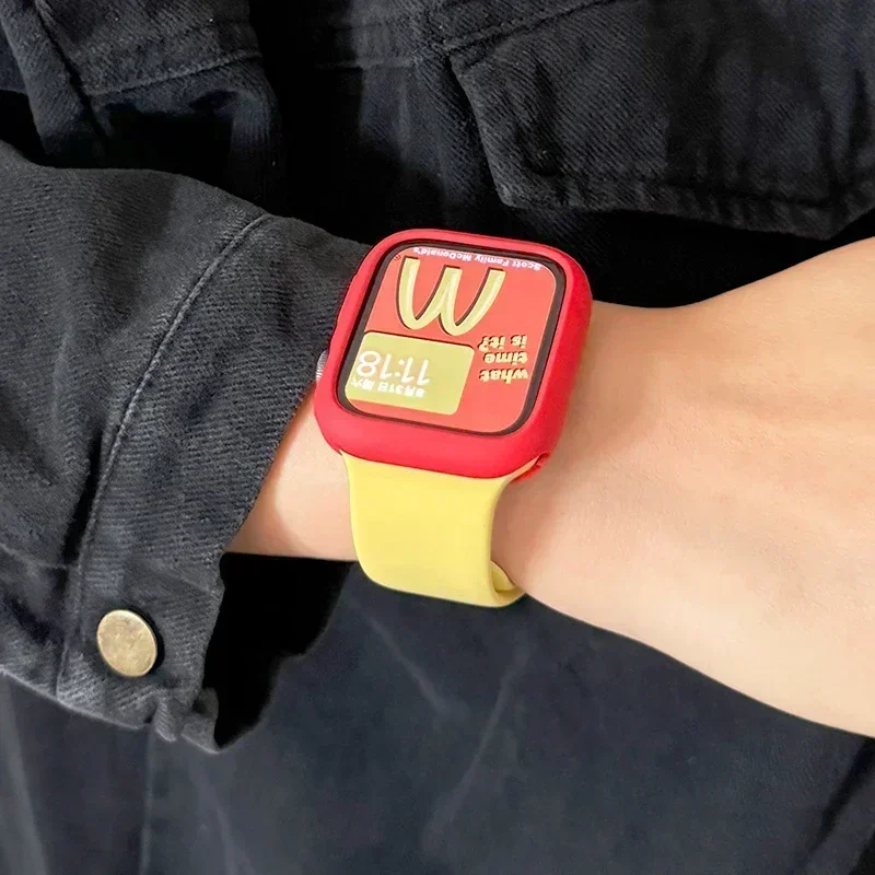 Y2k كوريا لطيف سيليكون حزام + حافظة لساعة أبل Ultra2 49 مللي متر 46 مللي متر 44 41 42 45 Correa لسلسلة Iwatch 10 9 8 SE 7