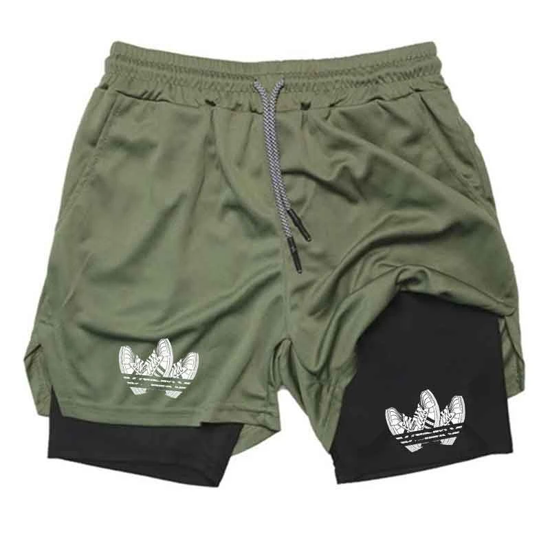 

Running Shorts Men Fitness Gym Training 2 in 1 Sports Quick Dry Workout Jogging Double Deck Summer