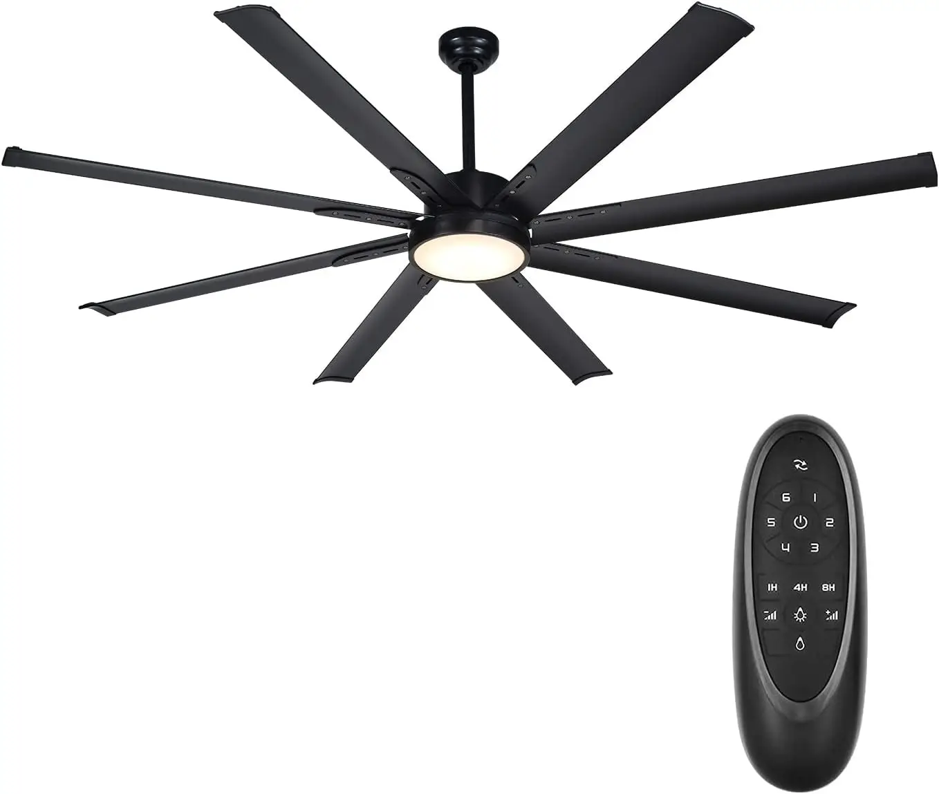 72 Inch Industrial DC Motor Ceiling Fan with LED Light, ETL Listed Damp Rated Indoor or Covered Outdoor Ceiling Fans